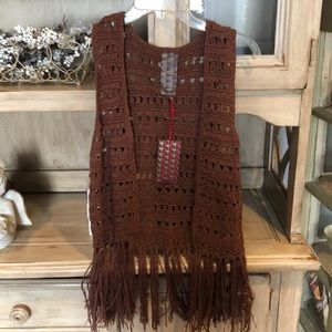 Crocheted vest with fringe